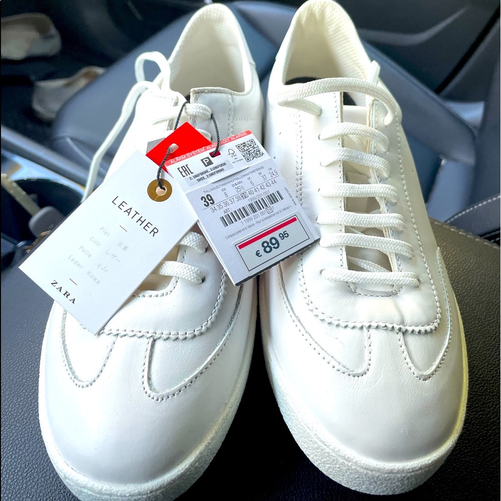 NWT ZARA white leather sneakers